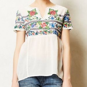 Vanessa Virginia White Floral Embroidered Blouse